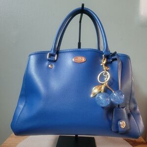 Coach Margot Carryall Royal Blue Pebbled Leather Satchel 2015 EUC